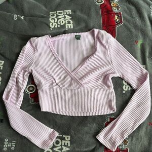 Ribbed Lilac Wrap Top